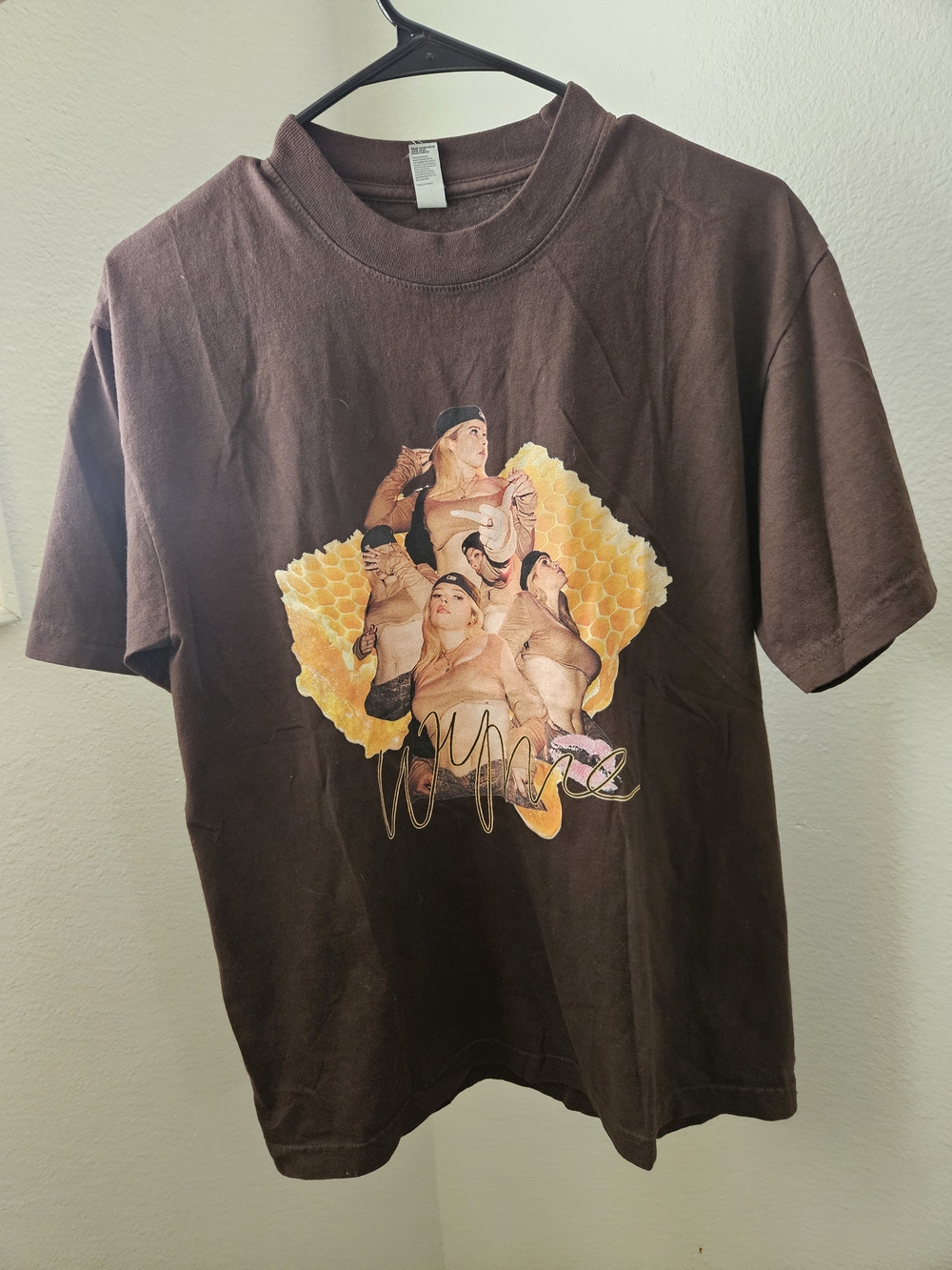 Los Angeles Apparel Brown Short-Sleeve Tee with Honeycomb Collage Graphic